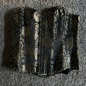 Corset Story Black and Gold Brocade Overbust Corset